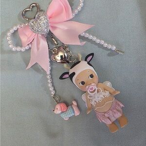 Pink and Silver Key & Card Holder